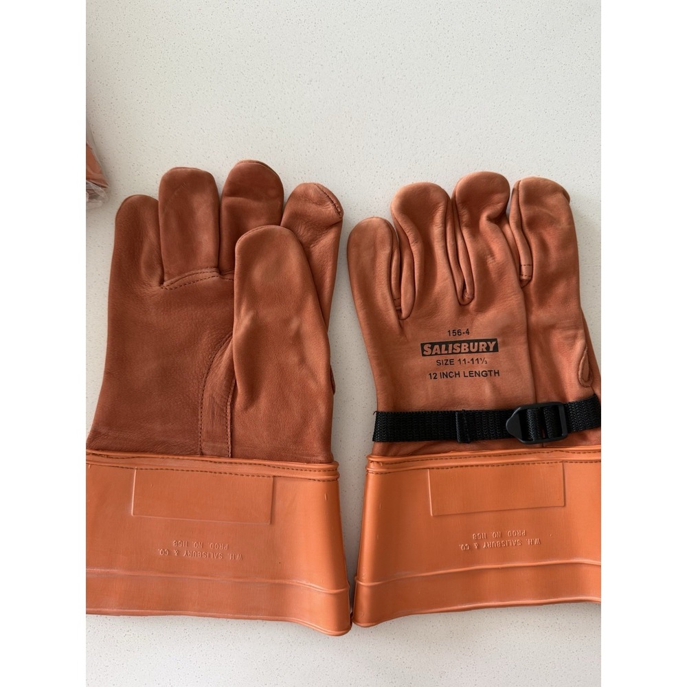 5 Pair SALISBURY 156-4 SIZE 11.5 12" Length LEATHER  Lineman Electrical Gloves